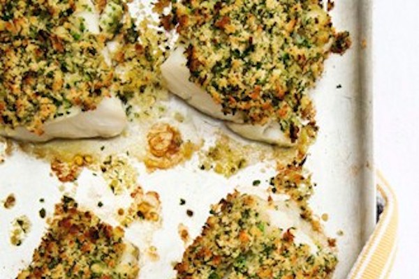 Baked cod with lemon and herb crust